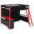 Full Size Wood Loft Bed with Desk, Storage Shelves & LED Light, Space-Saving Kids Bedroom Furniture, Red-139597460