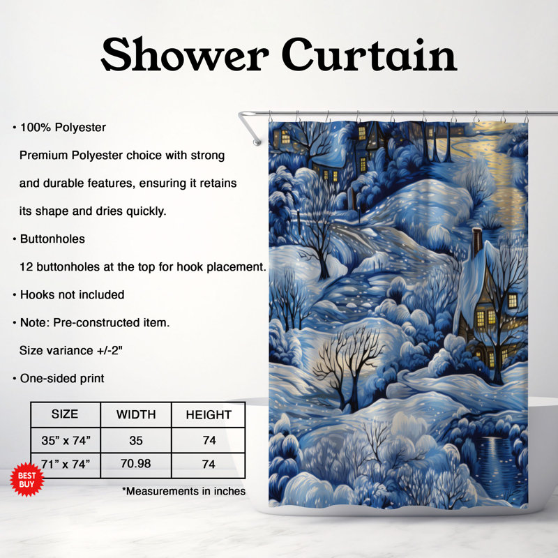 Rideau de douche Frosty Dawn - Premium, H 74 po x l 71 po