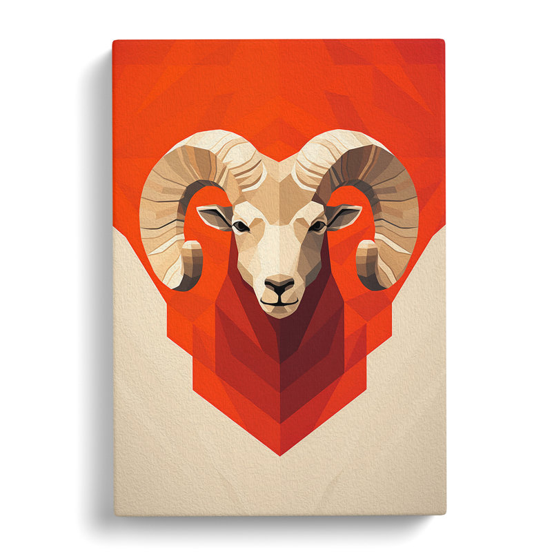Aries Zodiac Minimalism - Wrapped Canvas Print, 76cm H x 50cm W x 3cm D