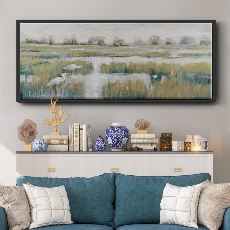 Marshland View V - Framed Canvas, 24" H x 60" W