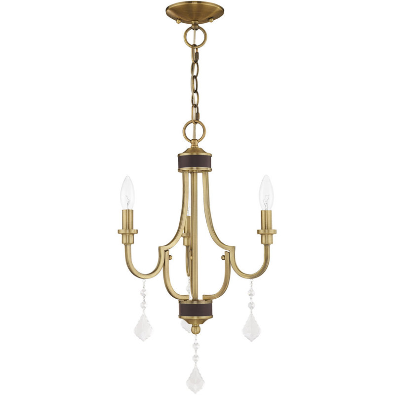 3 - Light Classic / Traditional Chandelier, Antique Brass