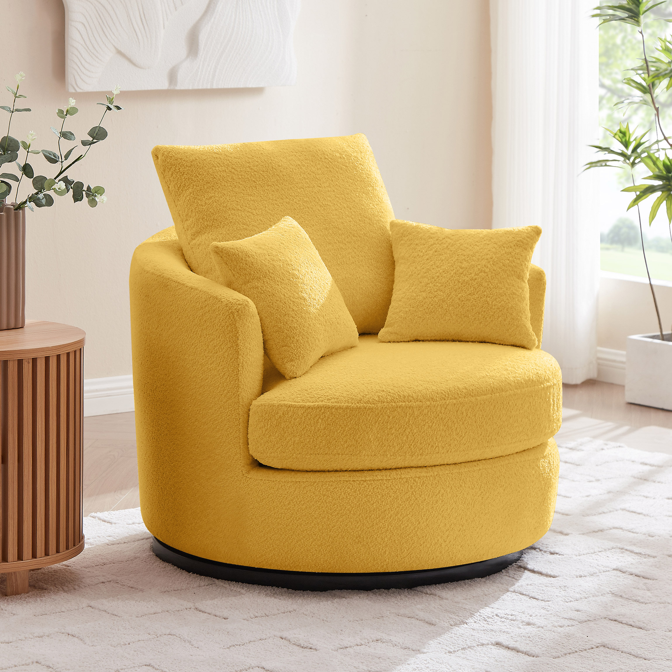 Cordelle swivel chair discount with faux fur pillows