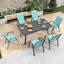 Ensemble de 6 chaises de salle à manger d'extérieur, siège large et ergonomique, capacité de 350 lb par chaise, structure en métal Teslin imperméable et résistante à la rouille, idéale pour la terrasse, le jardin, la salle de banquet et l'utilisation commerciale-1401541976-1401542052