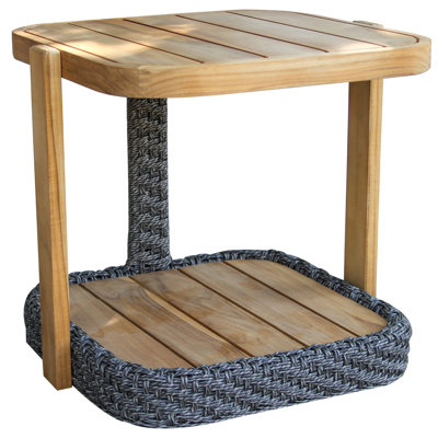 Estate Teak & Wicker Outdoor Accent Table