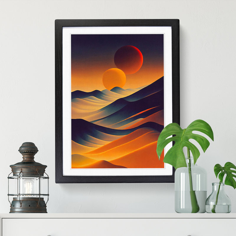 Sunset Field - Single Picture Frame Painting, Black, 46cm H x 25cm W x 2cm D
