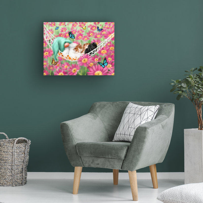 Art sur toile, ginome bolognaise avec chat dormant, H 14 po x l 19 po