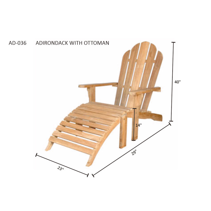 Teak Adirondack Chair with Ottoman