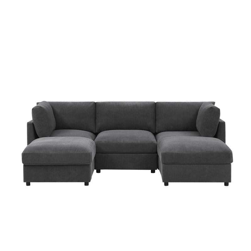 Canapé modulaire Foxbridge, Velours côtelé gris minuit