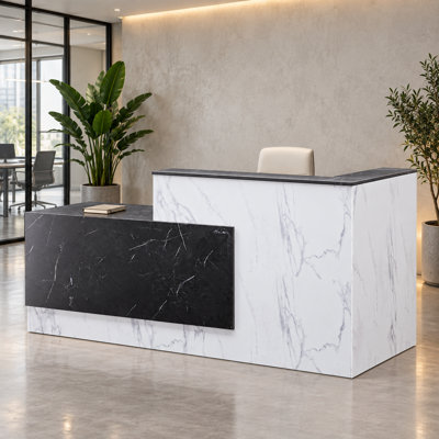 Black and White Reception Desk with Raised Counter