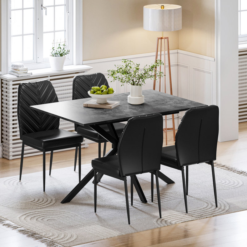 4 - Person Dining Set, Black, Grey