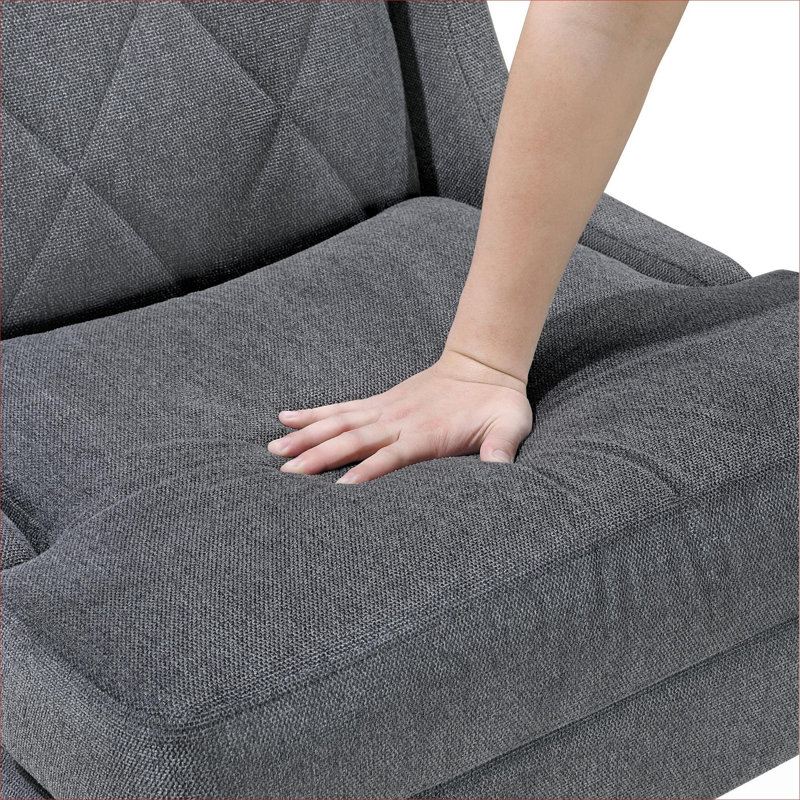 Fauteuil à oreilles avec accoudoirs de salon en chenille gris froid avec pieds en métal doré, Grey