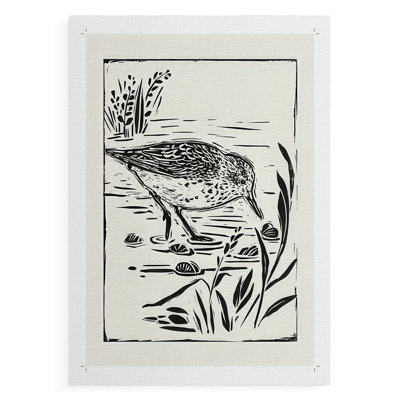Linocut Style Seabird III -Canvas Print Only - NOT FRAMED