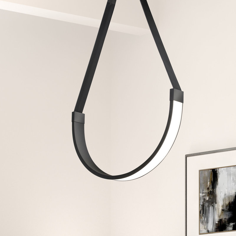 Luminaire suspendu à 1 lumière Carlheinz, H 13,75 po x l 24 po x P 2,5 po, Noir mat
