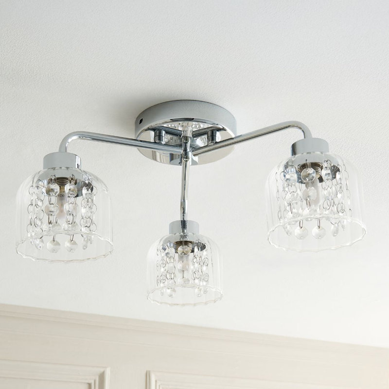 Glass Semi Flush Mount, 3 Lights