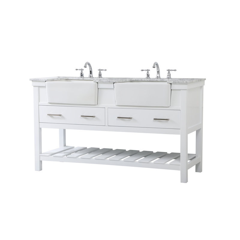Ensemble de meuble-lavabo double 60 po Pelaghia, Blanc