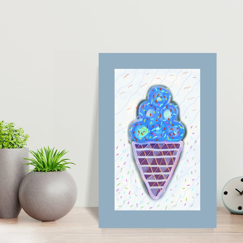 «Blue Sprinkled Ice Cream», impression d'art ludique et coloré, 18" H x 12" W