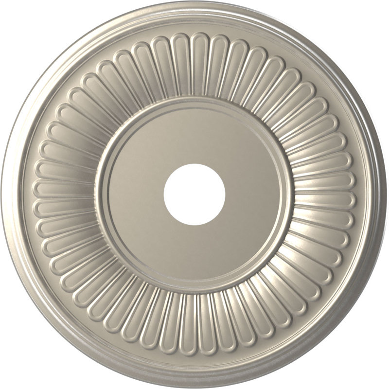 Médaillon de plafond Berkshire en PVC thermoformé, Aluminium brillant, H 10 po x l 10 po x P 0,75 po