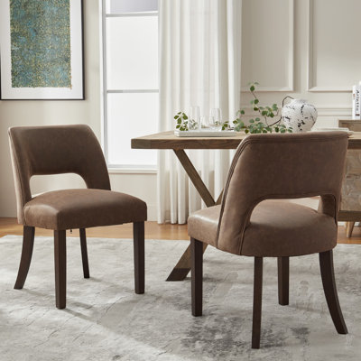 Faux Leather Upholstered Back Side Dining Chair (Set of 2)