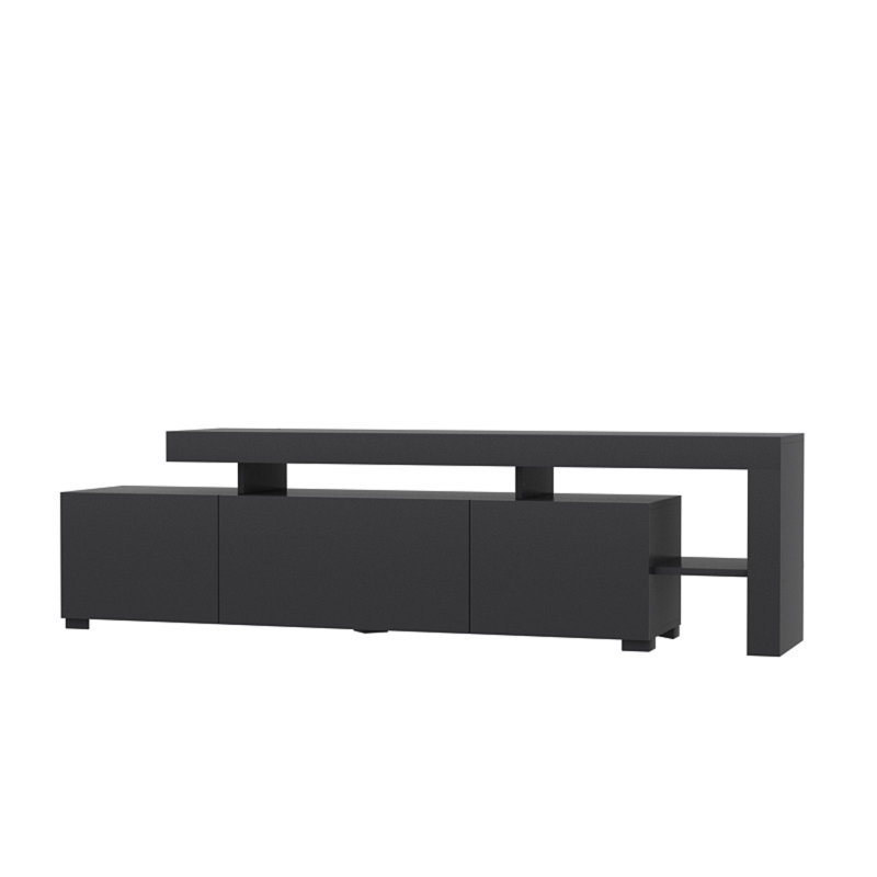 Modern Anthracite TV Stand with LED Lights, 63.8 x 20.9 x 14.6 inches | 100% Melamine Coated Particle Board, Thickness: 0.7 inches | Wall-Mountable, Multiple Shelves for Storage, Stylish & Functional Design