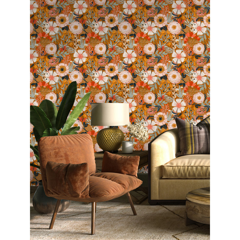Papier peint floral mural Boho