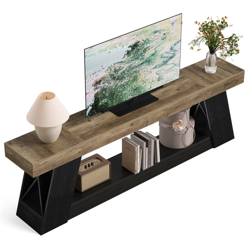 Meuble télé 82,6 po avec rangement pour téléviseur de 85 po ou moins, meuble multimédia pour salon