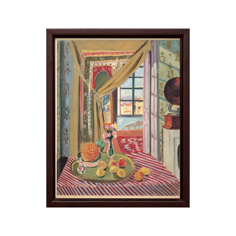 Henri Matisse - Intérieur avec Phonograph No3, Canvas, 12"H x 16"W, Brown Framed