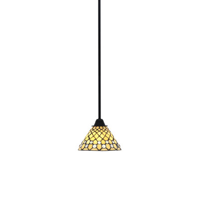 Luminaire suspendu en forme de tige Sloat Paramount, fini nickel brossé avec verre d'art étoilé de 7 po