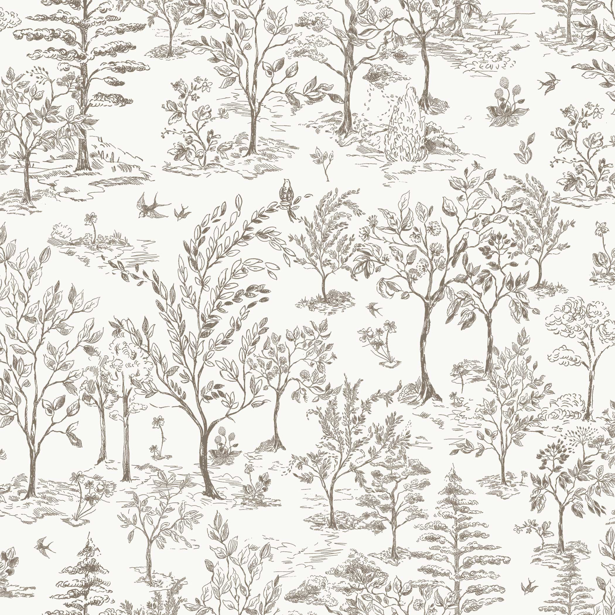 Arbor Toile Peel and Stick Wallpaper, Cocoa