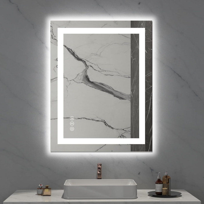 Frameless LED Bathroom Mirror,Smart Mirror, Vertical, 36'' x 36'', Square