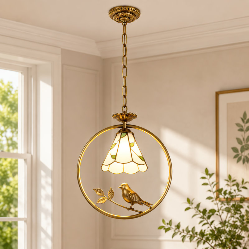 Tiffany Style 1-light Bird Ring Pendant Chandelier