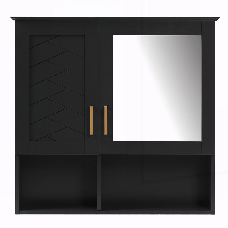 Armoire de salle de bain avec miroir et miroir de salle de bain, Black