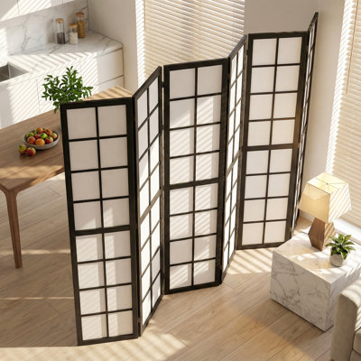 Paravent 6 panneaux, écran d'intimité pliable 5,6 pi, noir