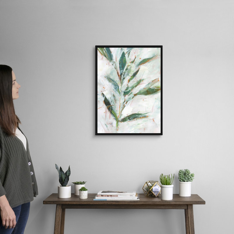 «Tropical Foliage Study I», art mural sur toile, H 26 po x l 20 po, Toile avec cadre noir