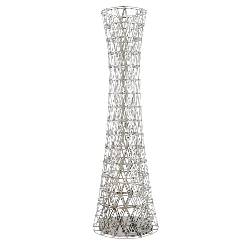 Modern 255 Chrome LED Stainless Steel Cage Floor Lamp, Chrome