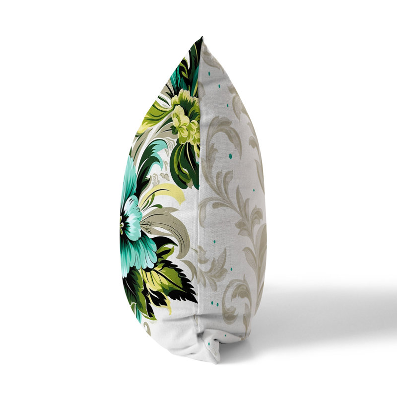 Botanic Bliss Floral Reversible Throw Pillow, Green/Yellow Floral, 16"H x 16"W