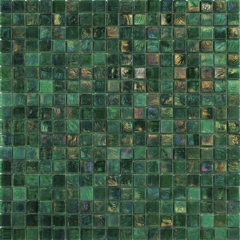Fern 4 5/8" x 5/8" Iridescent Glass Mosaic