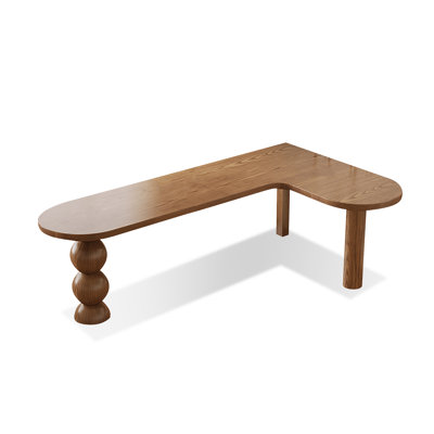 Brown L-Shaped Solid Wood  desk