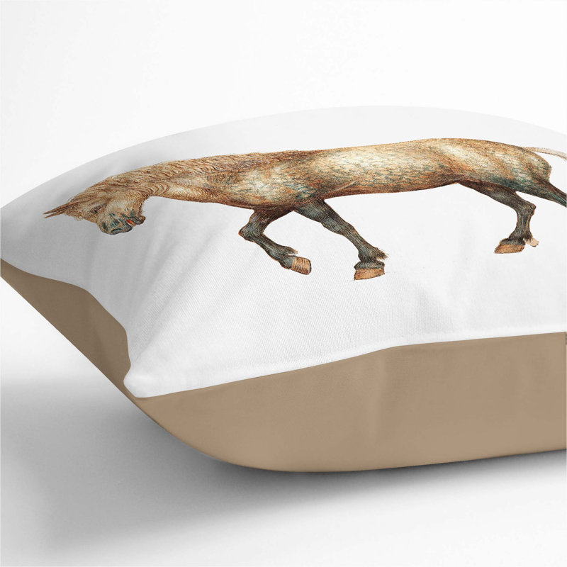 A Horse Square Throw Cushion, 55 x 55 cm, Stone