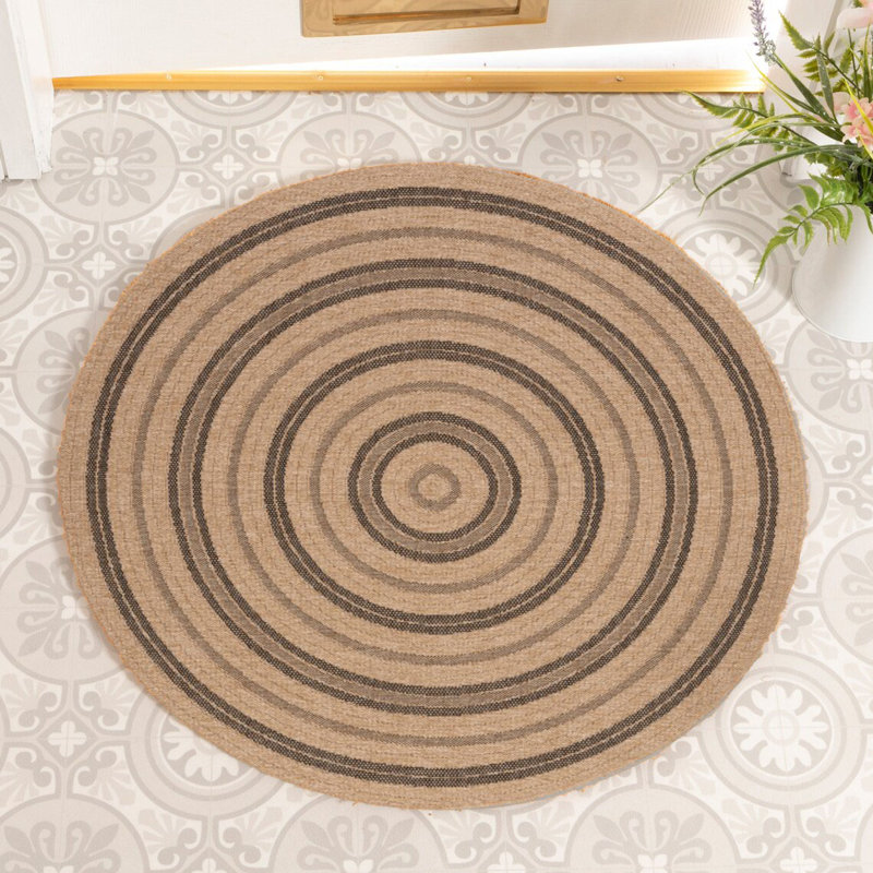 Tapis rond noir et brun Avanos