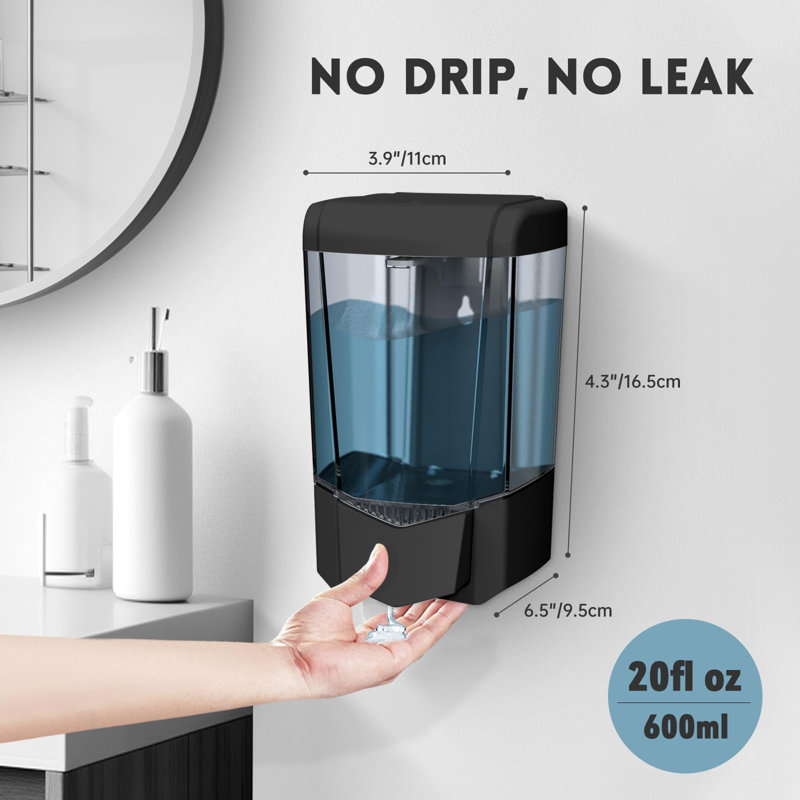 Distributeur de savon liquide mural (noir), Plastique