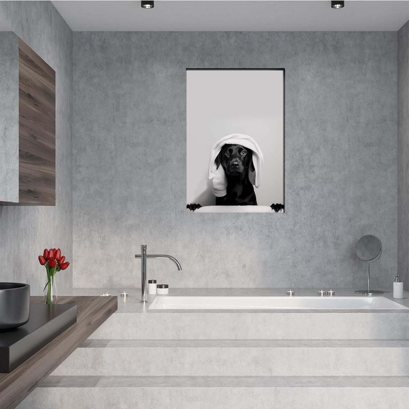 Funny Bathroom Canvas Wall Art Bathroom Decor Posters Cute Dog Art Bathroom Labrador 24X36inch