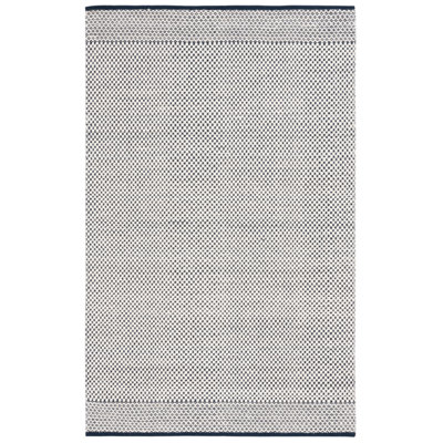 Veropeso Flat Weave Wool/Cotton Geometric Rug in Navy/Ivory/Gray