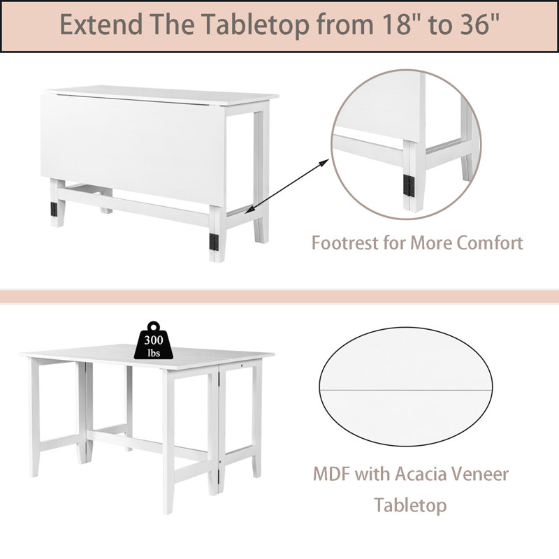 Table de salle à manger extensible Farmhouse, Blanc
