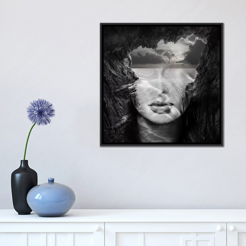 « rocks », impression sur toile, H 18 po x l 18 po x P 1,5 po, Pas de tapis, Toile encadrée noire