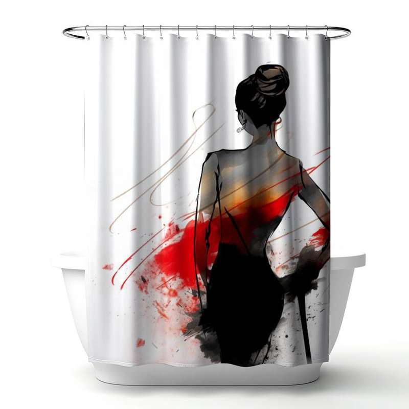 Shower Curtain FI100 – Polyester Shower Curtain, Dye Sublimation Print, 71" W × 74" L