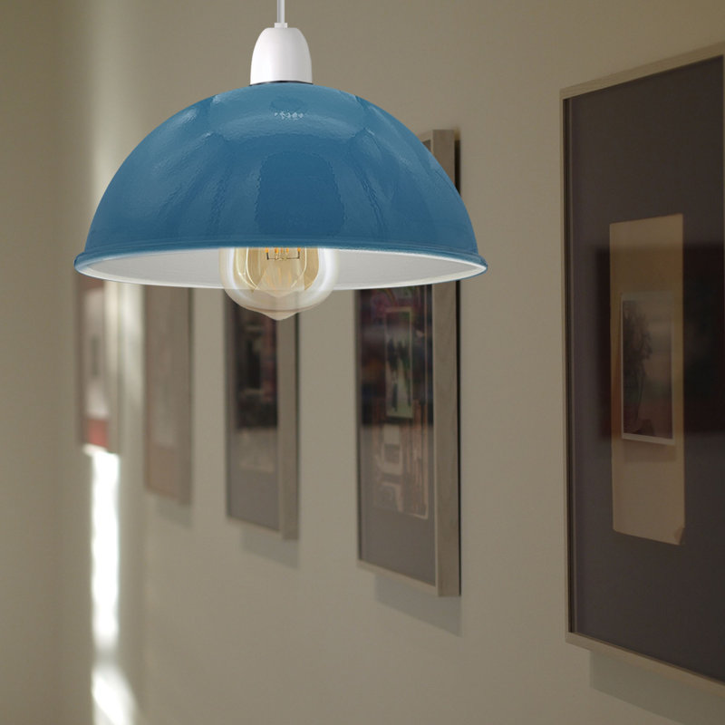 Ashen Metal Lamp Shade ( Uno ), Blue, 14cm H x 40cm W x 40cm D