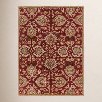 Arden Burgundy Hand-Tufted Wool Floral Rug