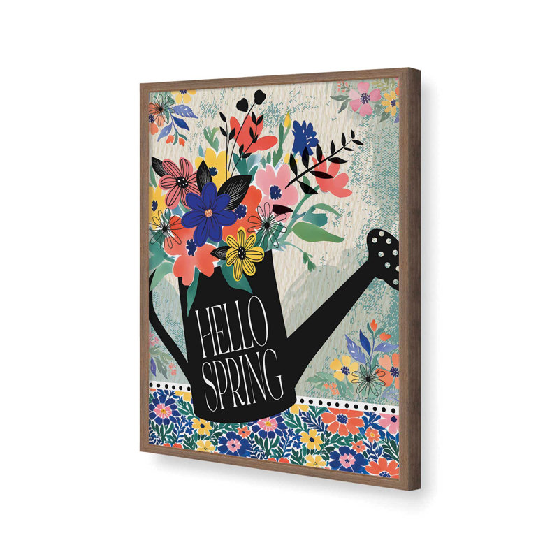 «Spring Garden Watering Can» par Nicole DeCamp, reproduction d'art, 12 W x 16 H, Brown, Framed Print
