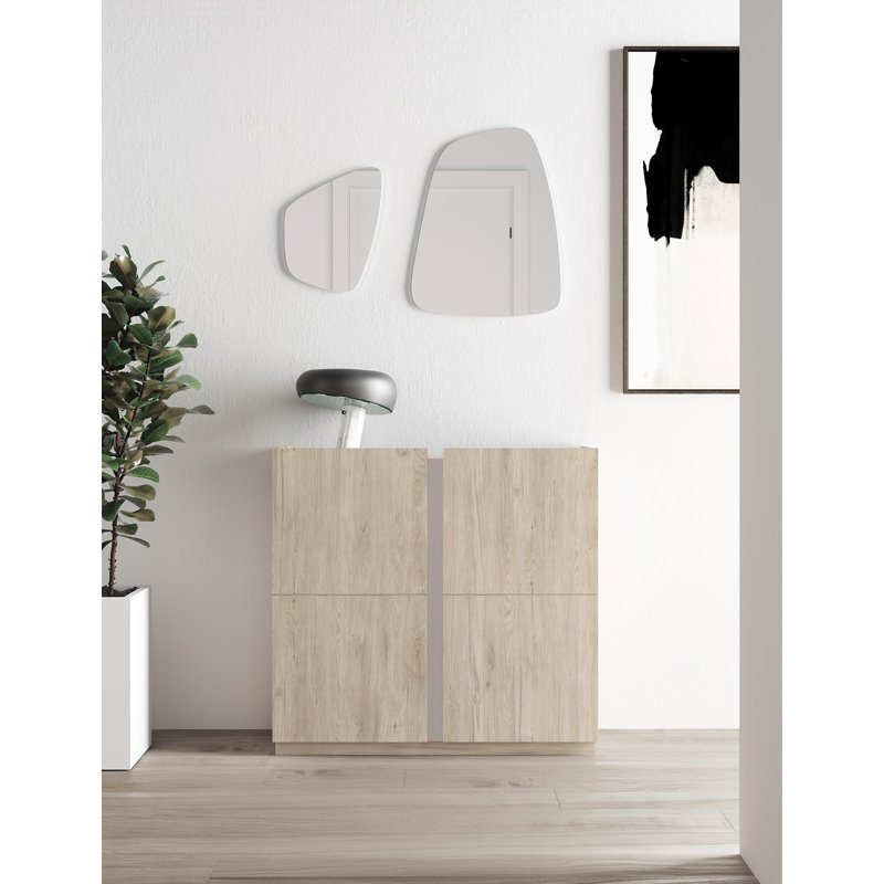 18 Pair Shoe Storage Cabinet, Light oak-taupe