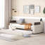 Lit de jour simple sans sommier avec rangement - gigogne tapissier beige